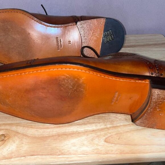 Size 14 M Magnanni Brogue Derby Medallion Toe Oxford Cognac Mens Dress 13975 main image 6